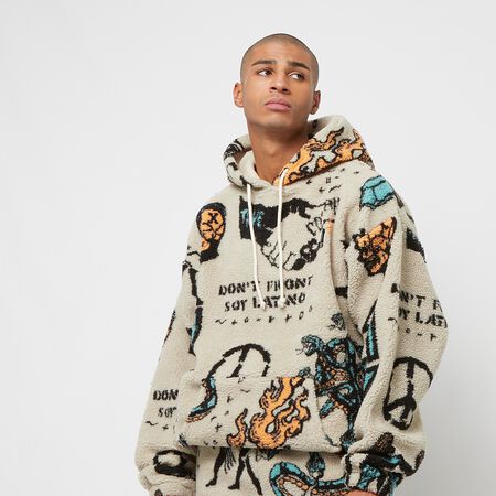 GRIMEY LOST BOYS ALL OVER JACQUARD SHERPA HOODIE CREAM
